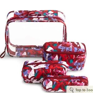 Vera Bradley Red and Purple Travel Pouch Set
